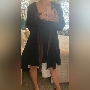 Monika Turtle Velvet vintage coat with brown trim 80s S/M